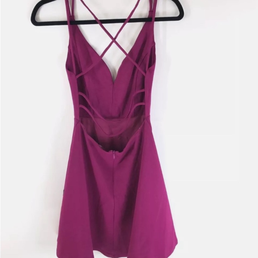 NWOT Womens Love Galore Skater Fit and Flare Dress Backless Magenta Purple S